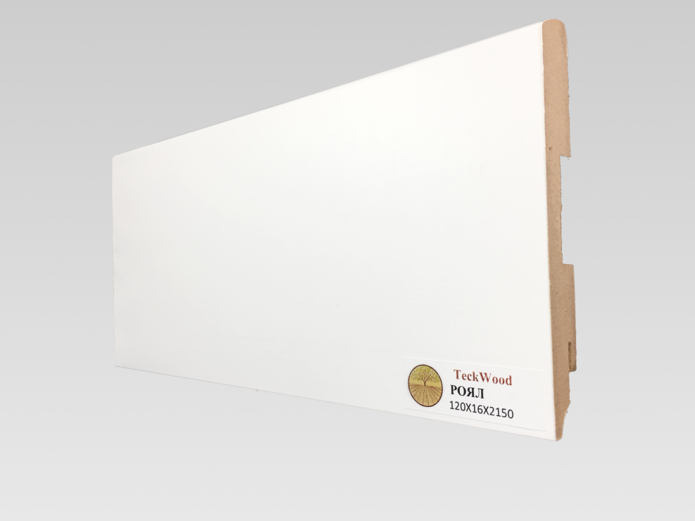 Плинтус МДФ Teckwood Белый Роял 120х16х21500 мм